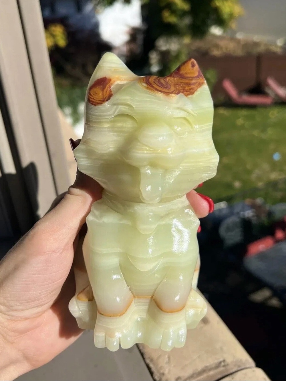 Green Onyx Crystal Dog (6”, 2.2 lbs) Handcrafted Décor & Healing Stone